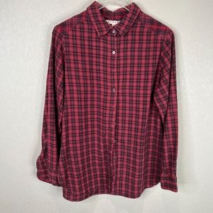 Xirena Women's Plaid Button Up Shirt Long Sleeve‎ Collar Neck Red Black Size XS